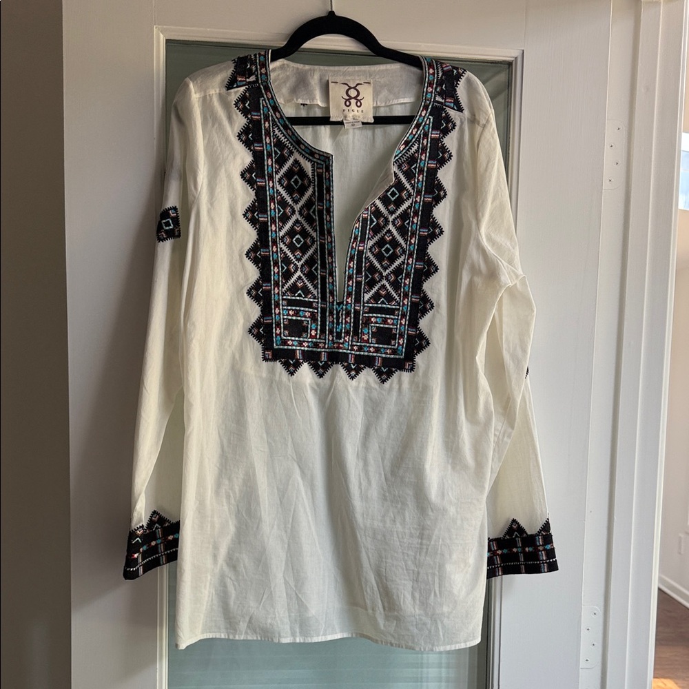 Embroidered White Tunic Top